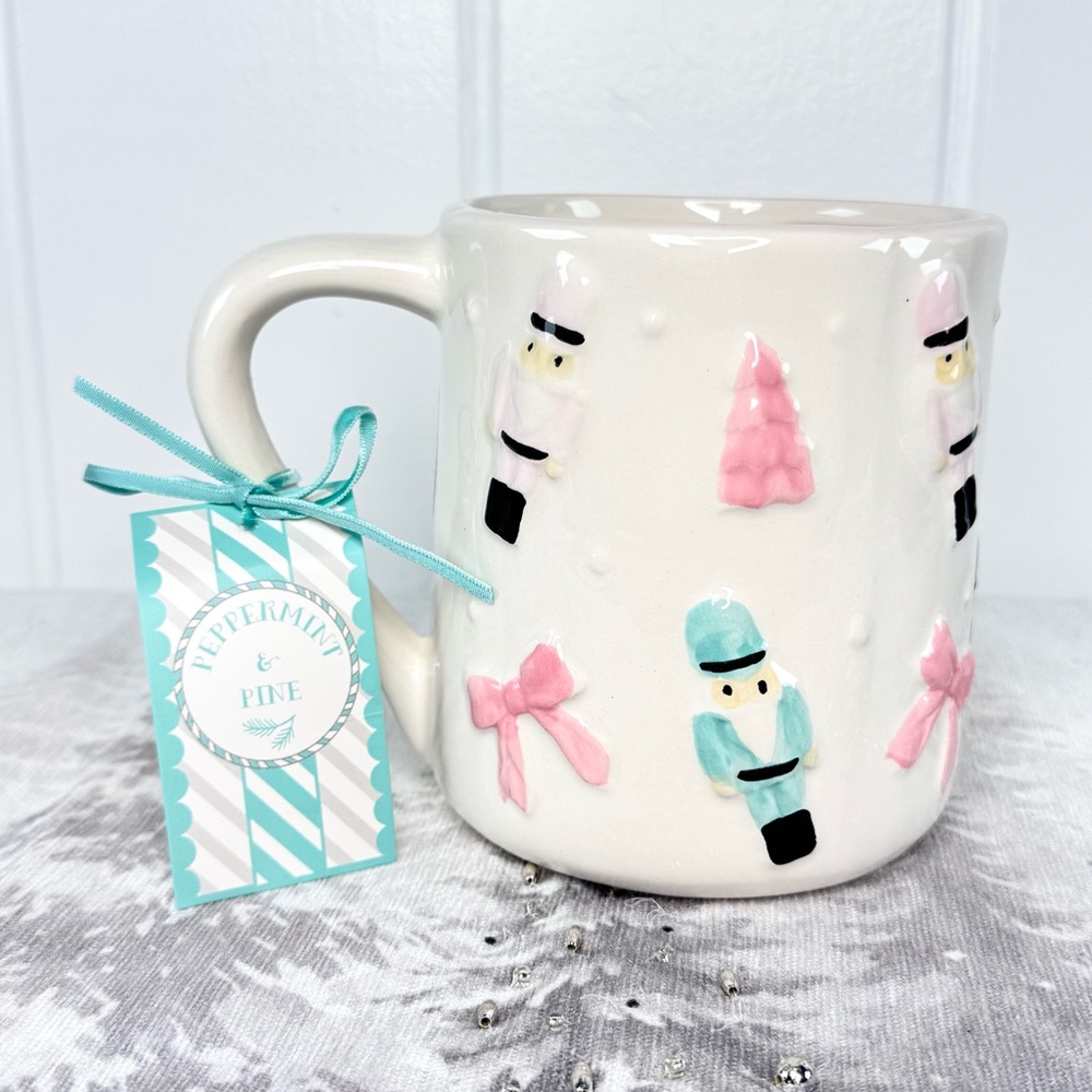 NEW Peppermint & Pine Nutcrackers Bows and Trees Christmas Mug
